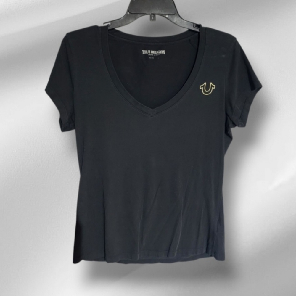 True Religion Women's Black V-Neck Top